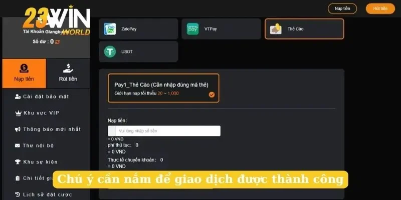 Chú ý cần nắm để giao dịch được thành công
