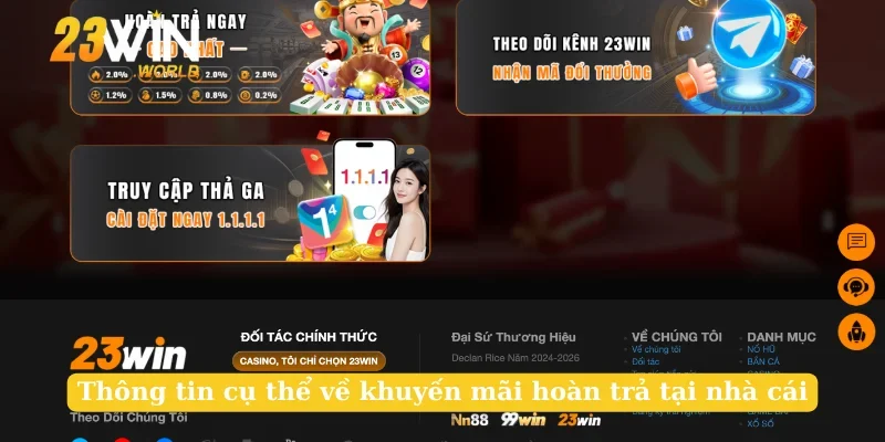 Thông tin cụ thể về khuyến mãi hoàn trả tại nhà cái